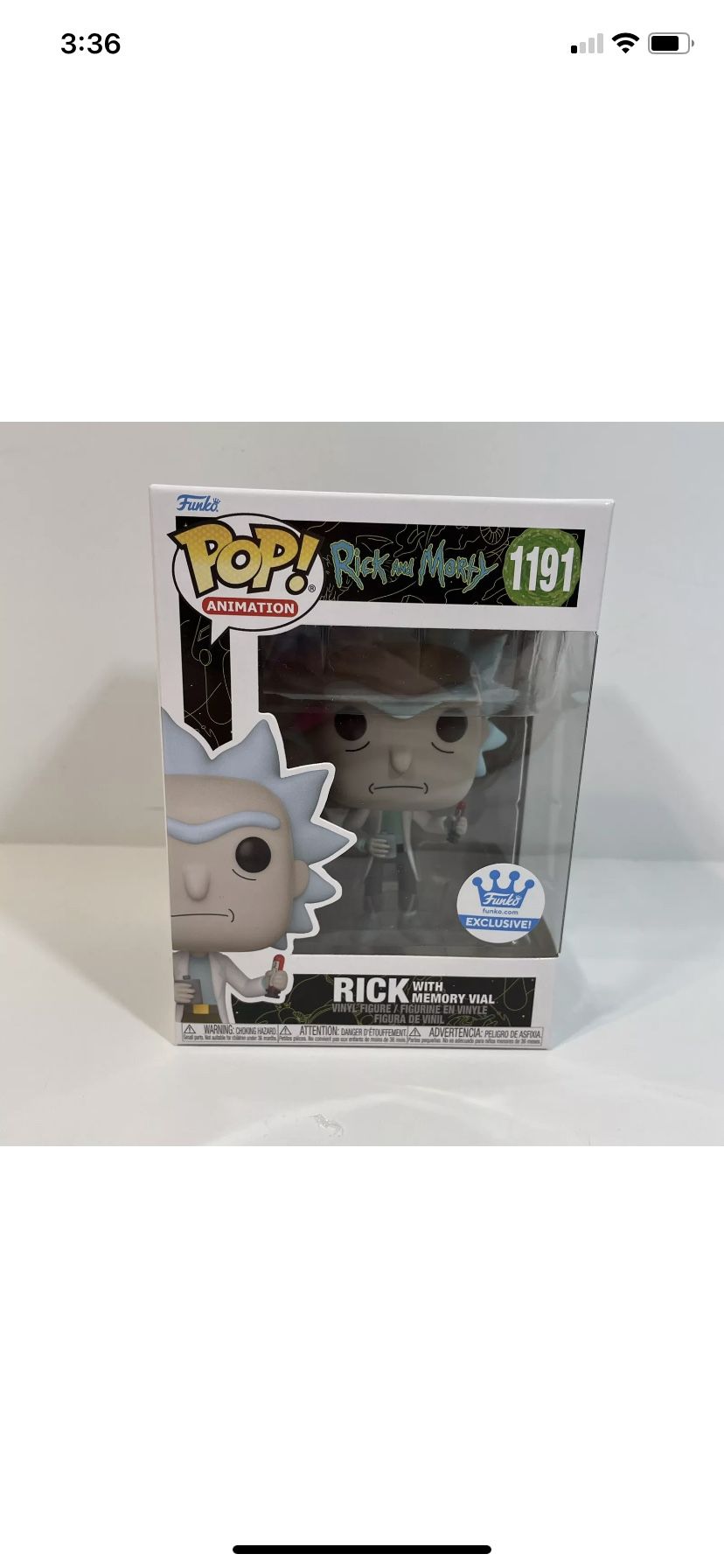 Funko Pop Animation Rick and Morty Rick with Memory Vial #1191 Funko Shop Excl
