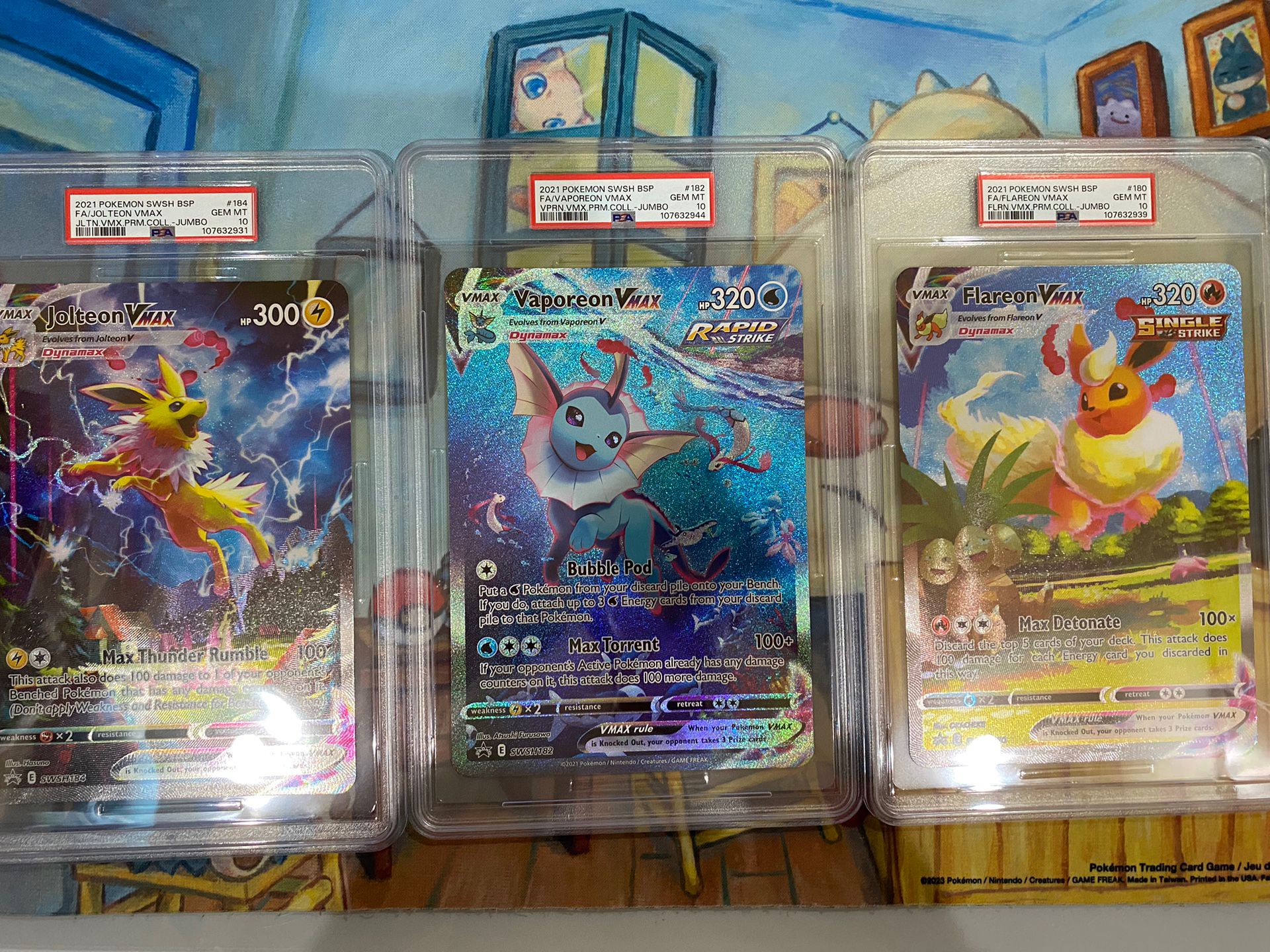 Pokémon Card TCG PSA 10 Vaporeon Jolteon Flareon Vmax Jumbo Cards