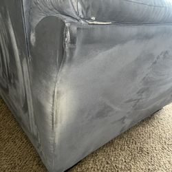 Light navy blue suede L shape sectional 