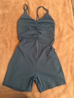 Victoria’s Secret Blue Ruched Front Spaghetti Strap Romper