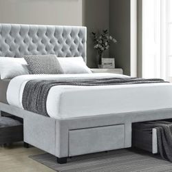 Full Size 4-drawer Button Tufted Storage Bed - Cama Matrimonial