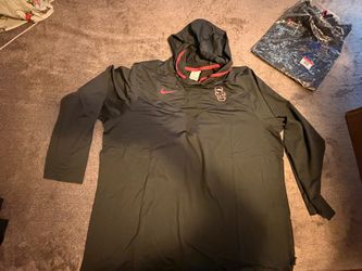 Nike Dri-FIT USC Men’s Pullover Hooded Shirt Black Red Size 2XL DN5838-010