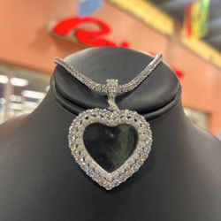 Heart Picture Frame Pendant available in Gold in Silver 