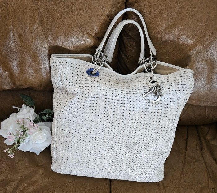 Christian Dior Off-white Leather High-End Luxury Tote