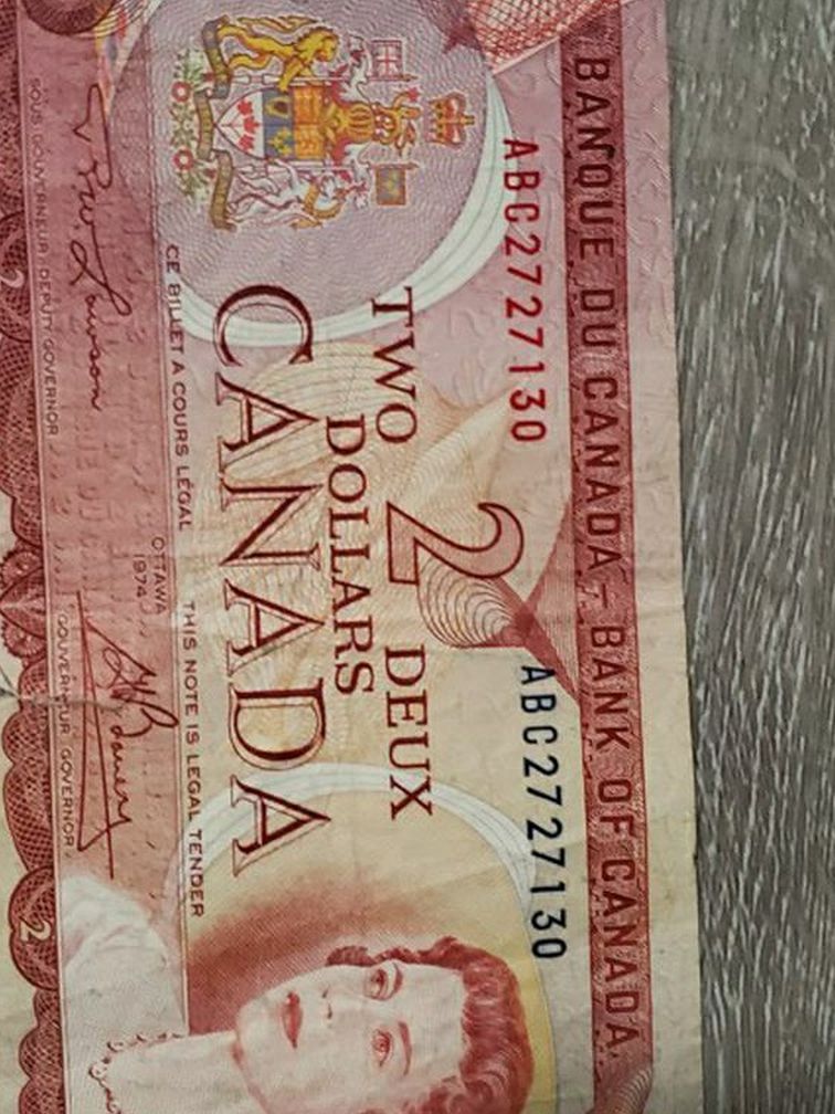 Canadian 1974 2 Dollar Bill ×2