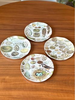 Like New Set of 6 Michel Design Works Nest & Eggs Melamine Accent Plates