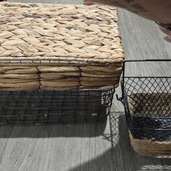Metal & Wicker Basket Set