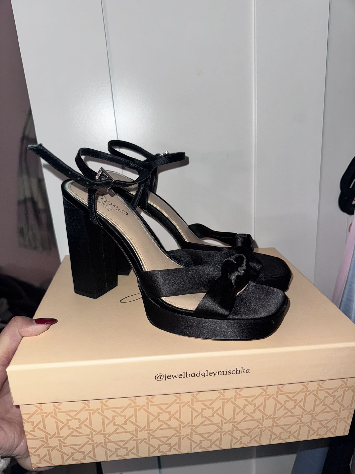 Black Front Bow Black Heels 