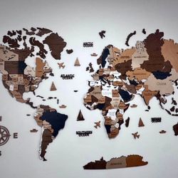 Wooden World Map Wall Decor