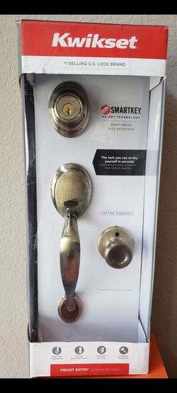 Kwikset dakota antique brass smartkey front door lock