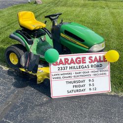 John Deere La145 Lawn Mower - Garage Sale - Lift Recliner- Wheel Chair - Clothes - Snow Blower