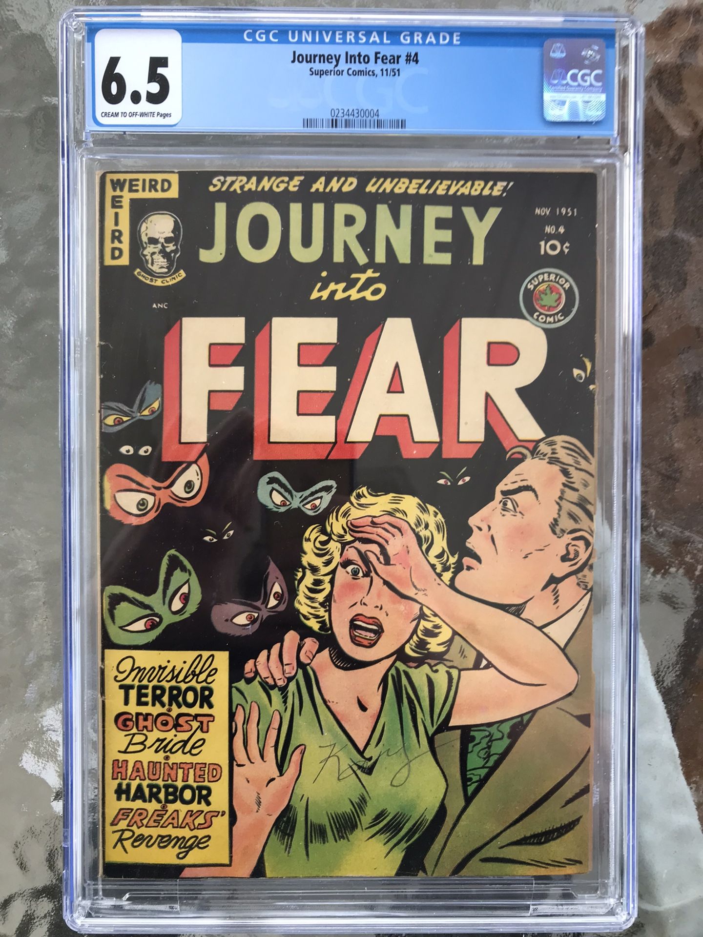 Journey Into Fear #4 (1951) CGC 6.5 — “Eyes” Horror Cover; Superior Comics