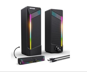 (7777-62) Computer Speakers, 2 in 1 PC Speaker , Gaming Speakers for PC Computer Laptop Desktop Monitor, RGB Speakers with Touch Sensitive Lighting, U