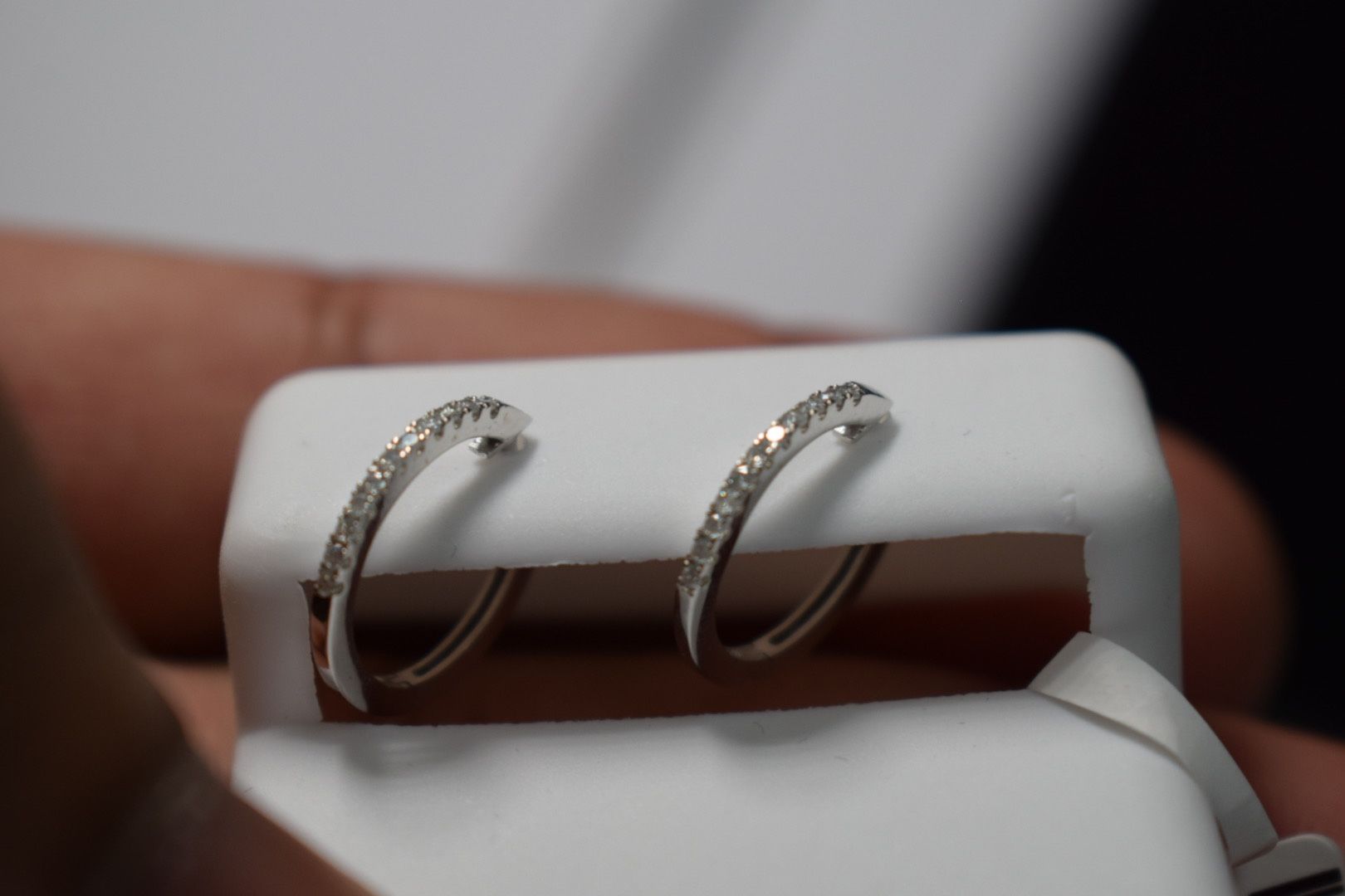 Beautiful Natural Diamond Earrings In 14K White Gold