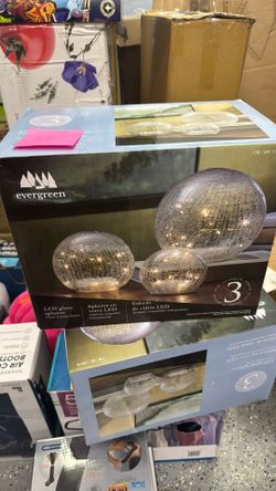 Evergreen Glass Led Spheres, Three Pack