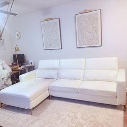 White Leather Sectional