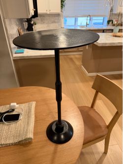 Black Metal side table - top 14” wide 24” tall