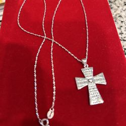 Sterling Silver 925 Necklace With Cross Pendant. 