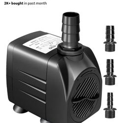 GROWNEER 550GPH Submersible Pump 30W Fountain Water Pump, 2000L/H, with 7.2ft High Lift, 3 Nozzles for Aquarium, Fish Tank, Pond, Hydroponics, Statuar