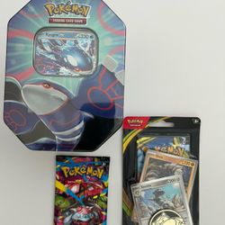SEALED pokemon tin And Booster Packs