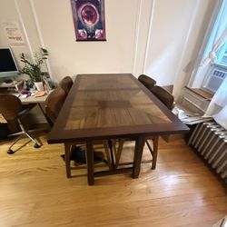 Dark Oak Dining Table Set 