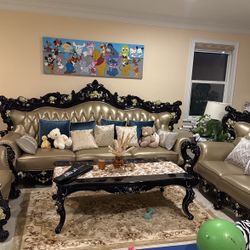 Champagne Color  Sets Of Sofa and Table 