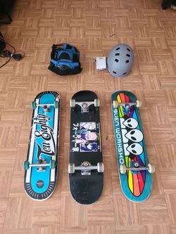 Skateboard lot 3 boards helmet and pads all brand new