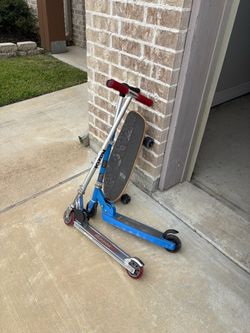 Kids scooter and skate board
