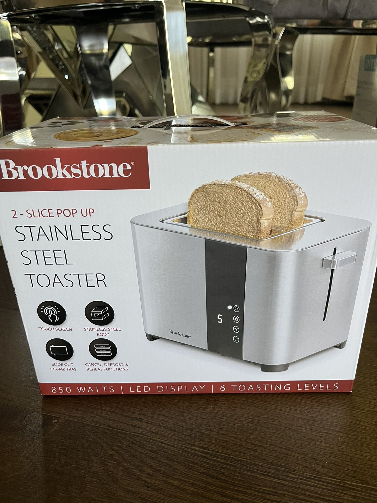 Brookstone 2 - Slice Pop Up Stainless Steel Toaster