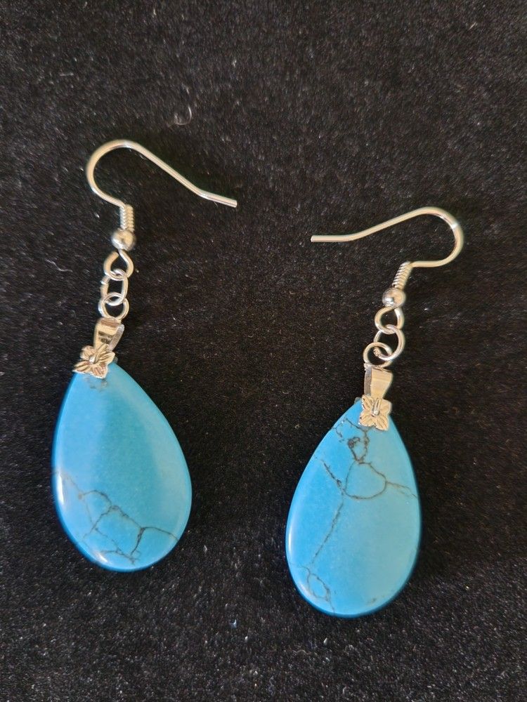Faux Turquoise Teardrop Earrings