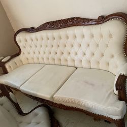 Vintage Leather Sofa And Chair Set