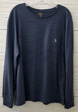 Polo Ralph Lauren Men’s XL Blue Heather Long Sleeve Tshirt w/pocket and Logo