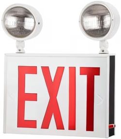 Sunlite 05275 LED Steel Exit Sign Combo, White Housing with Red Lettering, 90-Minute Battery Power Back-Up, Dual-360 Degree Adjustable Head Lamps, 200