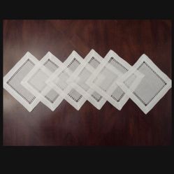 Six Linen Cocktail Coasters, Never Been Used