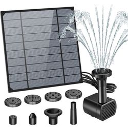 3W Solar Water Pump for Bird Bath, Solar Fountain Pump Kit with 6 Different Nozzles and 9.8ft Cable, Solar Pond Pump for Garden, Patio, Fish Tank, Pon