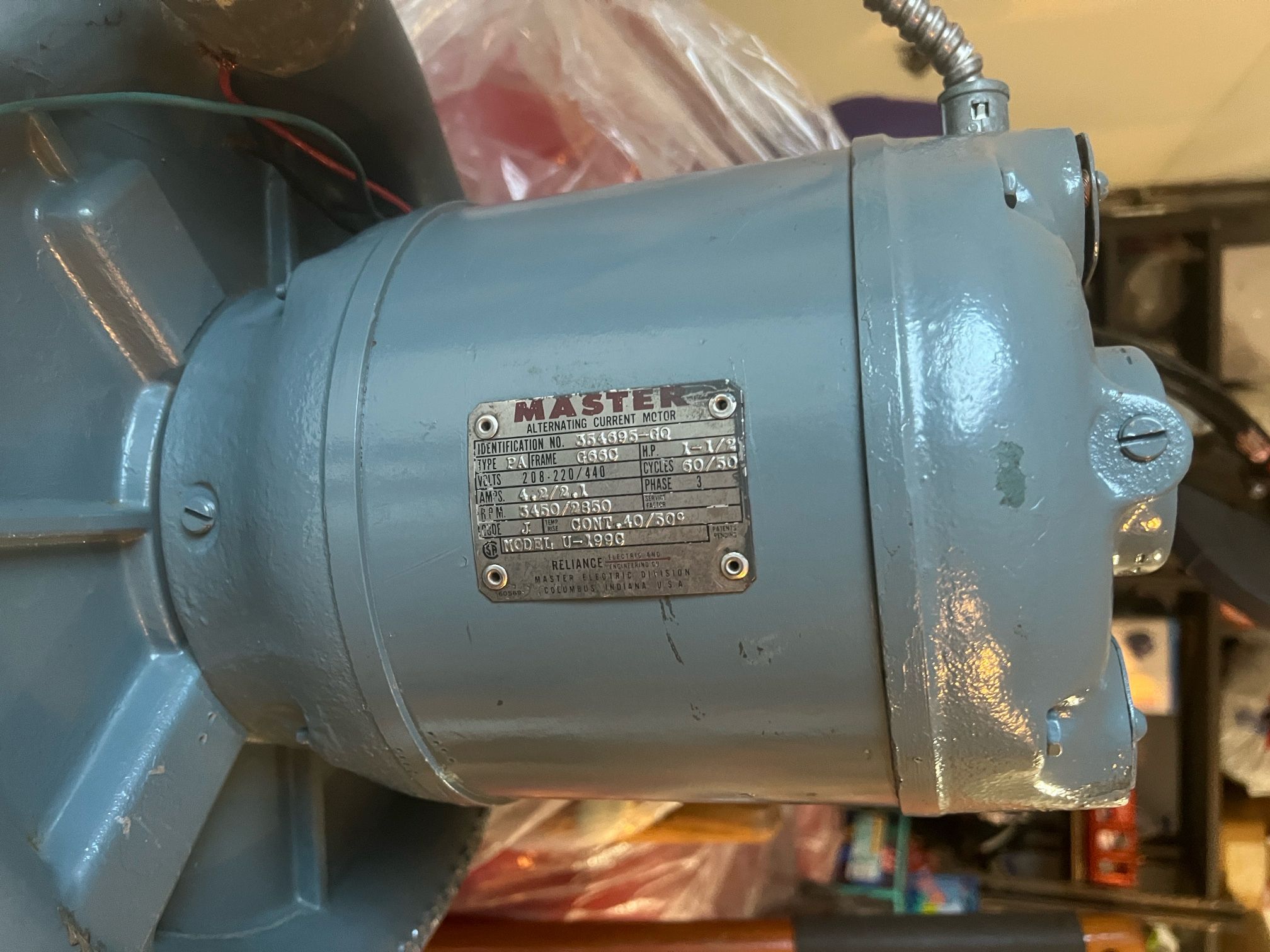 Master  3450/2850 Rpm 3 Phase 1.5hp 60/50 Ac Motor