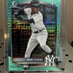 2025 Bowman Chrome Mani Cedeno #BCP-199 1st Prospect Aqua Mojo 124/299 Refractor