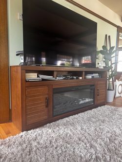Wood console TV stand