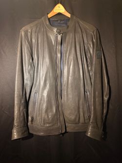 Belstaff Dark Blue Leather Moto Jacket