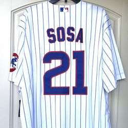 MED / LARGE + XL / 2X - CHICAGO CUBS #21 SAMMY SOSA JERSEY