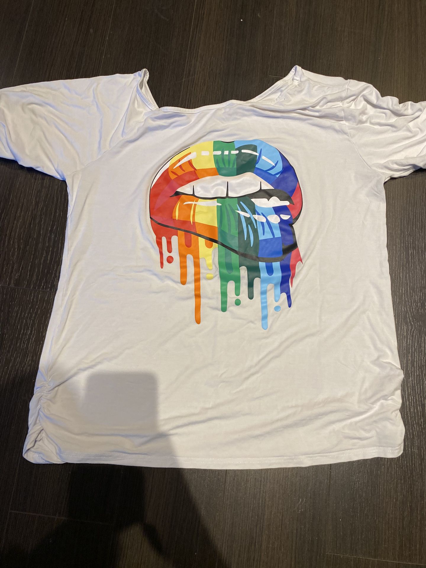 Plus Size Women's Rainbow Lips Pride Month T Shirt