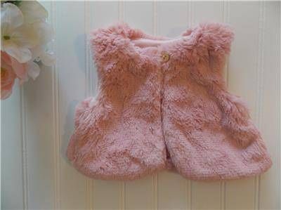 Gymboree Baby Girl Clothes 0-3 Months Blush Pink Faux Fur Vest SO SOFT