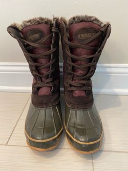 Khombu Burgundy Snowbird Quilted Boot - Women 9