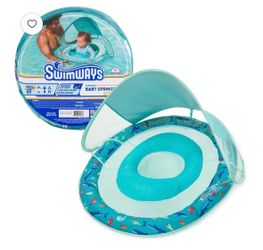 SwimWays Essential Baby Spring Float with Canopy, for Kids 9-24 Months Old