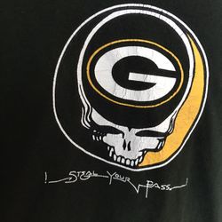 Packers Grateful Dead Shirt - Steal Your Pass - Mens Medium