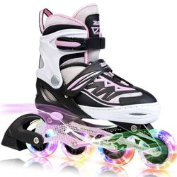Girls Adjustable Illuminating Inline Skates (S, M, L / Each $45)