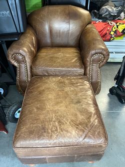 Leather Oversized Chair & Ottoman