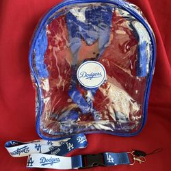 LA Dodgers Clear Stadium One Compartment Back Pack With Matching Lanyard