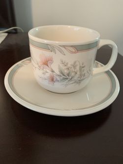 Noritake 16 Cups And 16 Saucers Misty Isle Collection 