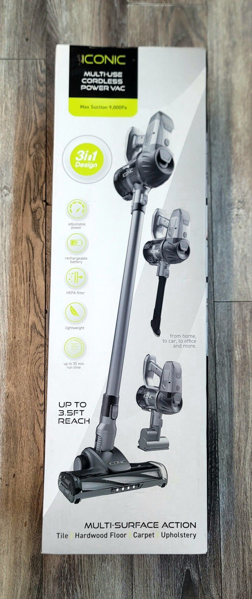 Iconic Multi-Use Cordless Power Vacuum | 3-in-1 | Turbo | Gray | Model 8791JCP (BRAND NEW FACTORY SEALED)